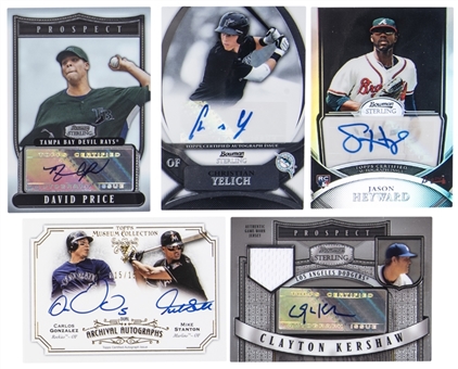 2007-12 Bowman and Topps MLB All-Stars Premium Signed Cards Quintet (5 Different) – Featuring Bowman Sterling Rookie Autographs of Clayton Kershaw and Christian Yelich
